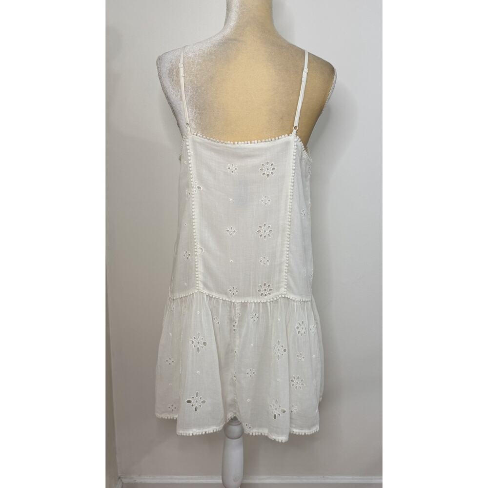 NWT Aerie Eyelet Shift Mini Sundress Size M White Lined Adjustable Straps Ruffle - Picture 7 of 14